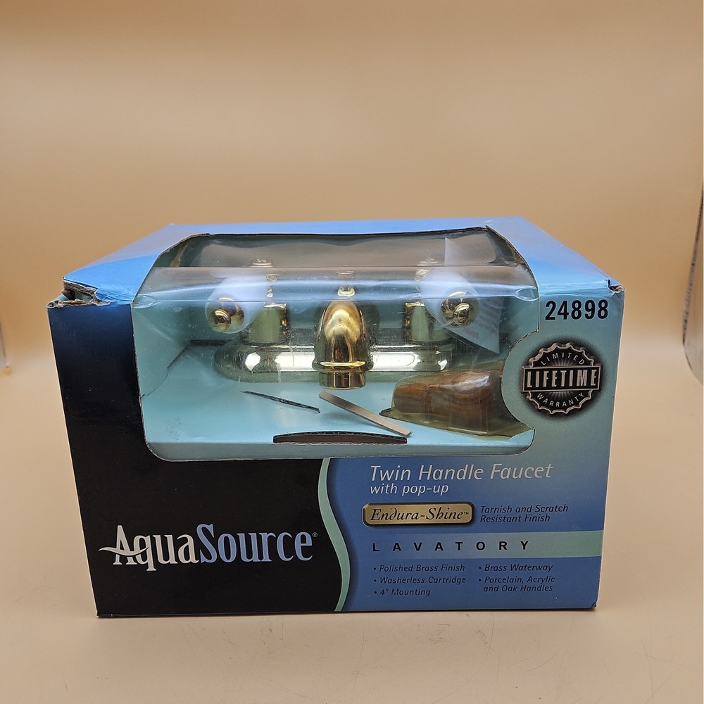 Aqua Source Vintage Twin Handle Faucet Model 24898 Lavatory New NOS Brass Finish